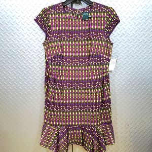 NWT GABBY SKYE handkerchief hemline brown / violet pattern (10P)